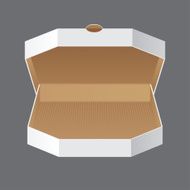 Open White Blank Carton Pizza Box