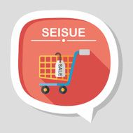 shopping cart flat icon with long shadow eps10 N89