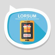 cell phone online shopping flat icon with long shadow eps10 N22