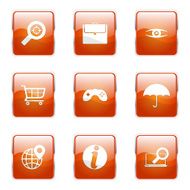 SEO Internet Sign Square Vector Orange Icon Design Set 10 N10