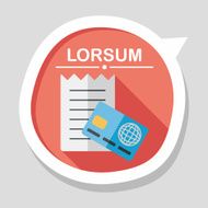 shopping credit card bill flat icon with long shadow eps10 N36