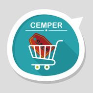 shopping cart flat icon with long shadow eps10 N90