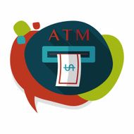 atm flat icon with long shadow N20