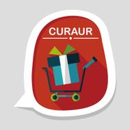 shopping cart flat icon with long shadow N27