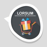 shopping cart flat icon with long shadow N28