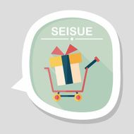 shopping cart flat icon with long shadow N29
