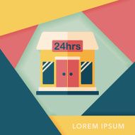 Building convenient store flat icon with long shadow eps10 N13