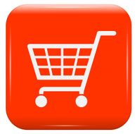 White shopping basket sign on red button