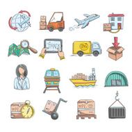 Logistics Sketch Icons Set N2