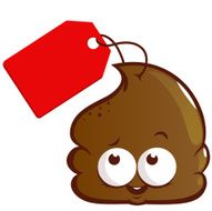 Cartoon poop with price tag