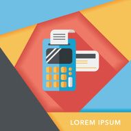 Shopping credit card machine flat icon with long shadow eps10 N13