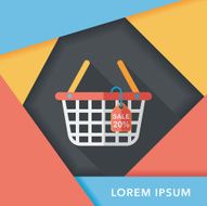 shopping basket flat icon with long shadow eps10 N46