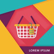 shopping basket flat icon with long shadow eps10 N47