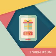 cell phone online shopping flat icon with long shadow eps10 N23