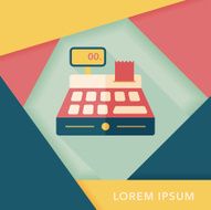 shopping cash register flat icon with long shadow eps10 N40