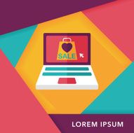 online shopping flat icon with long shadow eps10 N77