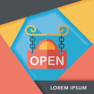 shopping store sign flat icon with long shadow eps10 N125