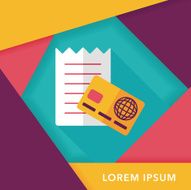 shopping credit card bill flat icon with long shadow eps10 N40