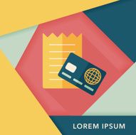 shopping credit card bill flat icon with long shadow eps10 N41