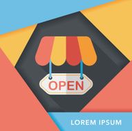 shopping store sign flat icon with long shadow eps10 N128