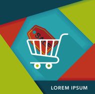 shopping cart flat icon with long shadow eps10 N92