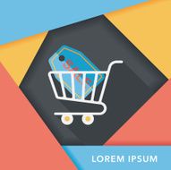 shopping cart flat icon with long shadow eps10 N93
