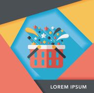 shopping basket flat icon with long shadow eps10 N48