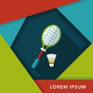 badminton racket and ball flat icon with long shadow eps10 N12