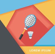 badminton racket and ball flat icon with long shadow eps10 N13