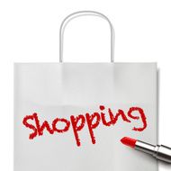 shopping word written by red lipstick