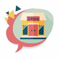 Building convenient store flat icon with long shadow eps10 N17