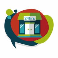 Building convenient store flat icon with long shadow eps10 N18