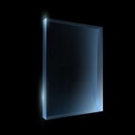 Empty glass box isolated on a black background N2