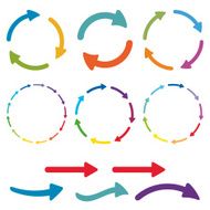 Arrow pictogram set Simple color web icon on white background