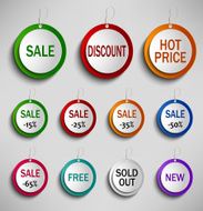 Round color labels tags for shopping
