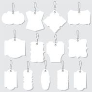 Vector white blank labels or tags with ropes N2