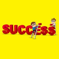 Businessmen conquering the dollar sign to success