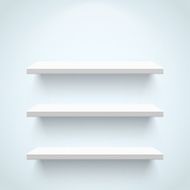 Empty white shelves