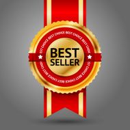 Premium golden and red Best Seller label with -Best choice-