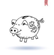 pig Bank icon hand drawn illustration N2