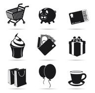 Shopping icons set silhouette