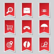 SEO Internet Sign Label Vector Red Icon Design Set 10