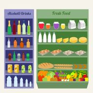 Supermarket shelves flat