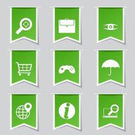 SEO Internet Sign Label Vector Green Icon Design Set 10