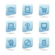 Electronics icons blue sticker series