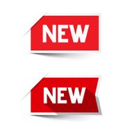 New Red Vector Paper Labels - Stickers Set