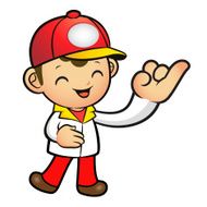 Delivery Man takes the promise of a with hand