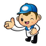 Blue Delivery Man mascot Suggests the direction