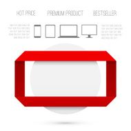 Sale tag with red origami ribbons Promotion paper Vector object N2