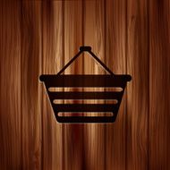 Shopping basket icon Wooden texture N2